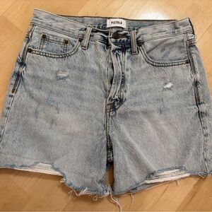 Pistola Distressed Light Blue Jean Shorts